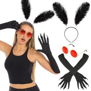 7182 Halloween Mothman Costume Accessoriess Paw Glovess Glasses